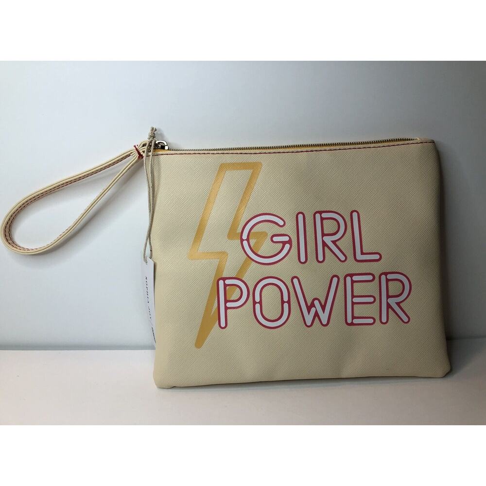 Sophia Joy Wristlet Purse Makeup Bag Vanilla Conair Girl Power Zip Close 7x9 In